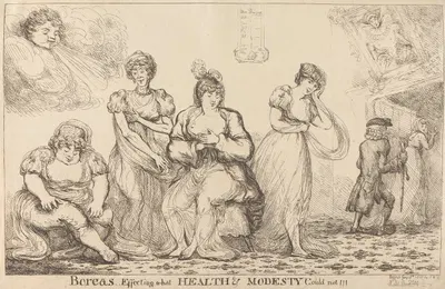 Boreas Effecting what Health & Modesty could not by Джон Коз, 1800 — digital art print download