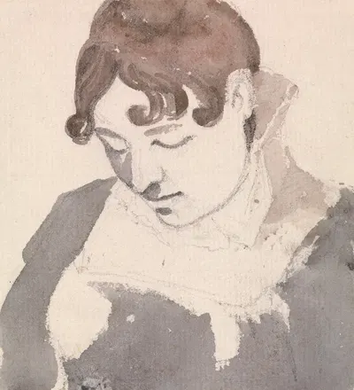 A Young Woman Looking Down by Джон Самуэль Хейвард — digital art print download