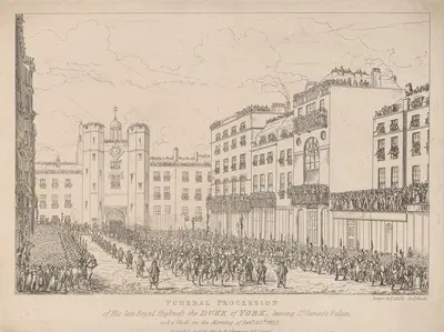 Furneral Procession of His Late R. H. The Duke of York, leaving St. James's Palace by Джозеф Нэш, 1827 — digital art print…