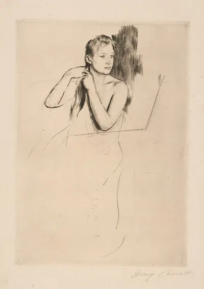 Young girl fixing her hair, no. 2 by Мэри Кассат, 1889 — digital art print download