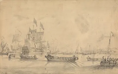 Landing of William of Orange at Tor Bay by Питер Монами, 1688 — digital art print download