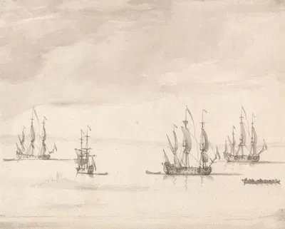 Men of War off Sheerness by Питер Монами — digital art print download