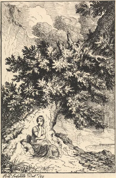 Woman and Child Beneath a Tree by Ричард Корбольд, 1811 — digital art print download