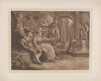 Richard and Maria Cosway, and Ottobah Cugoano by Ричард Косвэй, 1784 — digital art print download