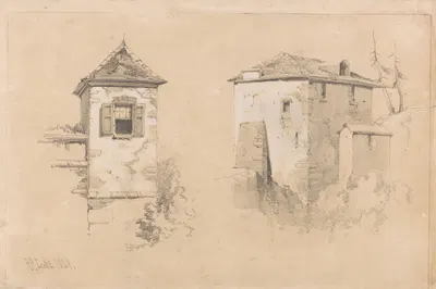 Two Studies of Buildings by Ричард Принсипл Лейтч, 1849 — digital art print download
