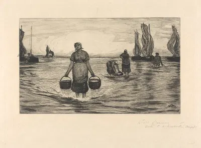 Landing Sardines at Low Tide by Роберт Уокер Макбет, 1880 — digital art print download