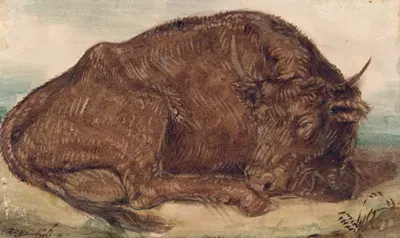 Recumbent bull by Генри Кирк Браун, 1842 — digital art print download