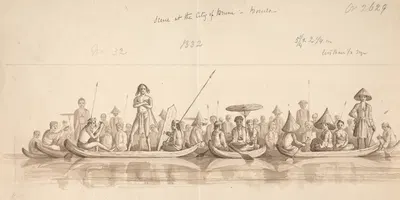 Scene at the City of Bruni, Bornia by Samuel Francis Marryat, 1848 — digital art print download