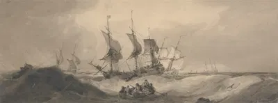 Shipping on a Stormy Day by Самуэль Оуэн — digital art print download