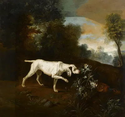Chien en arrêt devant un faisan by Александр Франсуа Деспор — digital art print download