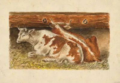Kühe im Stall by Йозеф Энгельхарт, 1881 — digital art print download
