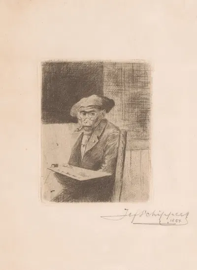 Monkey dressed as a painter with palette and beret by Joseph Schippers, 1884 — digital art print download