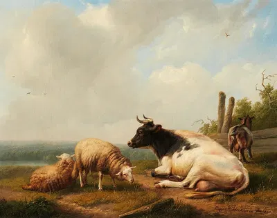 Auf der Weide by Южен Жозеф Вербокховен, 1841 — digital art print download
