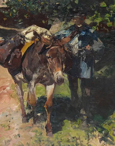Esel mit Treiber by Генрих фон Цюгель, 1925 — digital art print download