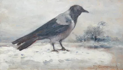 Krähe in winterlicher Landschaft by Max Clarenbach — digital art print download