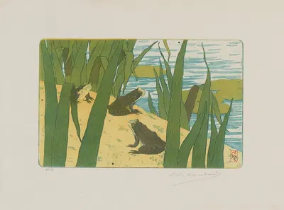 Grenouilles et roseaux by Шарль-Луи Удар, 1895 — digital art print download