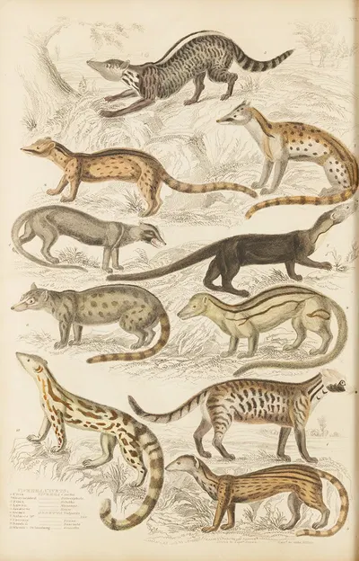 Civets by William MacGillivray, 1835-1839 — digital art print download