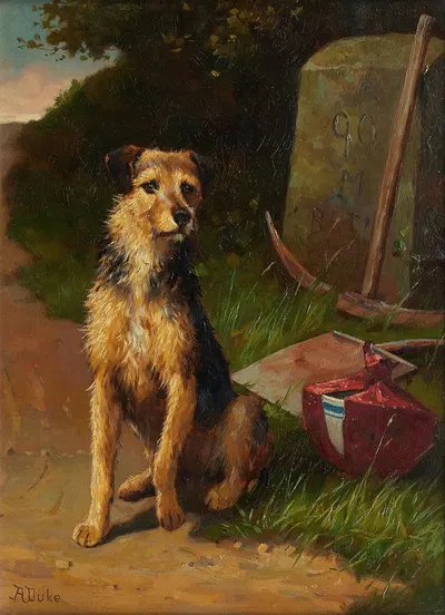 A faithful companion – Rough Coat Terrier by Alfred Duke — digital art print download