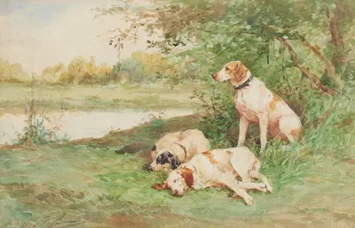 Pointers in a landscape by Шарль-Оливье де Пенн — digital art print download
