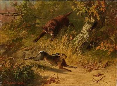 A Rabbit Hunt by Conradijn Cunaeus, 1865 — digital art print download