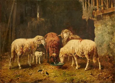Schafe in einem Stall by Otto Friedrich Gebler — digital art print download