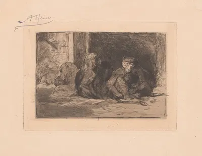 Groep apen in een verblijf by Armand Heins, 1887 — digital art print download