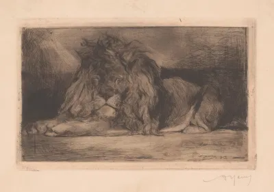 Liggende leeuw by Armand Heins, 1866-1910 — digital art print download