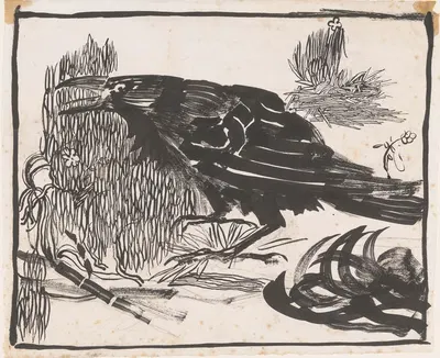 Schreeuwende kraai, staand naar links by Ян Манкес, 1900-1920 — digital art print download