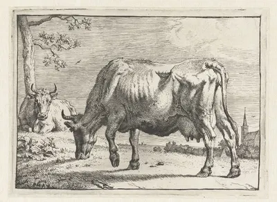 Grazing cow by Паулус Поттер, 1650 — digital art print download