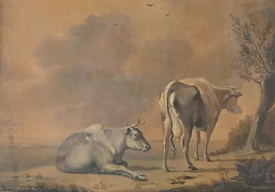 Landscape with cows by Южен Жозеф Вербокховен — digital art print download