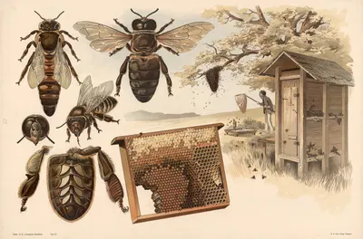 Bees by Alfred Fiedler, 1910 — digital art print download