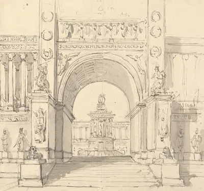 Design for Covent Garden Drop Curtain by Thomas Grieve, 1823 — digital art print download