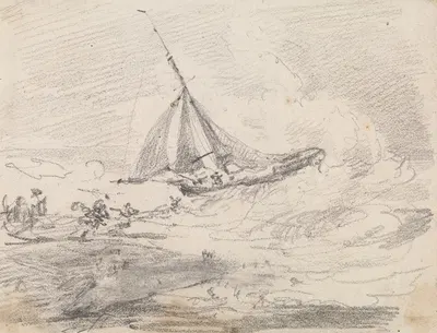A Sailing Vessel in Rough Seas, Hastings by Томас Хастингс, 1820 — digital art print download