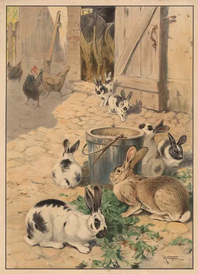 Kaniner by Karl Wagner, 1910 — digital art print download