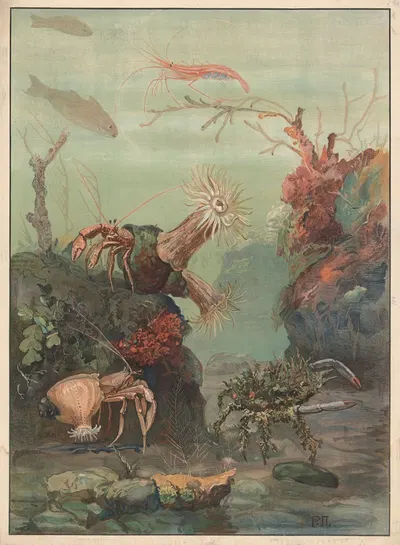 Hermit crabs, crabs, etc. by Paul Flanderky, 1909 — digital art print download