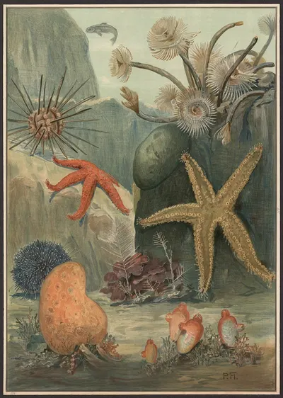 Worms, starfish, sea urchins, etc. by Paul Flanderky, 1900 — digital art print download