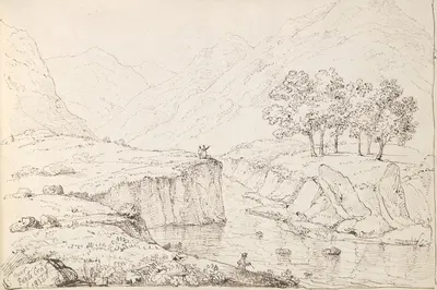 Near Eagle Crag by Томас Хастингс, 1836 — digital art print download