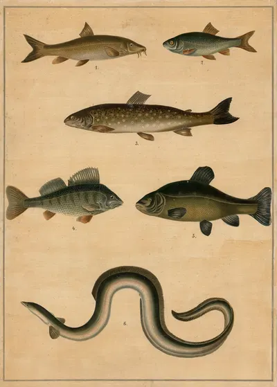 Freshwater fish by C.C. Майнхольд и сыновья, 1895 — digital art print download