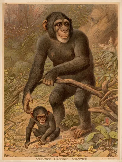 Chimpanzee by F. E. Wachsmuth, 1890 — digital art print download