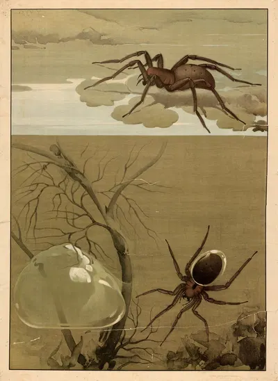 Diving bell spider by G. Pascal, 1909 — digital art print download
