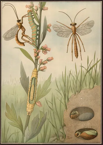 Ichneumon wasps by G. Pascal, 1909 — digital art print download