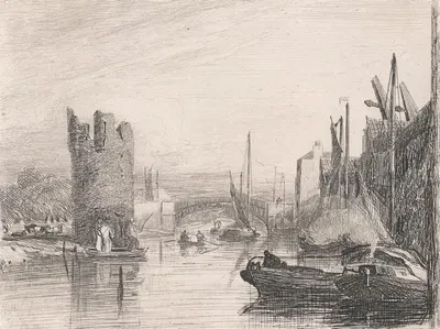 Devils Tower – Looking towards Carrow Bridge from Norwich by Томас Лаунд, c.1832 — digital art print download