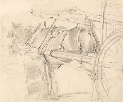 A Farm Horse, Harnessed to a Cart, Executed at or Near Canterbury by Томас Сидни Купер, c. 1835 — digital art print download