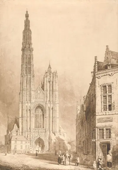 View of Antwerp Cathedral by Томас Сидни Купер — digital art print download