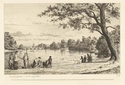 Kensington Gardens: On the Long Water by Тристрама Джеймс Эллис, 1881 — digital art print download