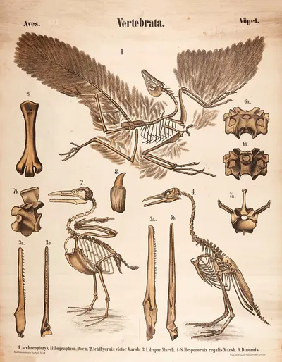 Vertebrates – Birds by Karl Alfred Zittel, 1907 — digital art print download
