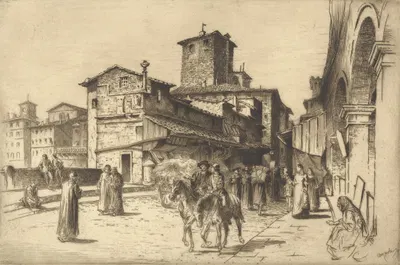 On the Ponte Vecchio, Florence by Уильям Брасси Хол — digital art print download