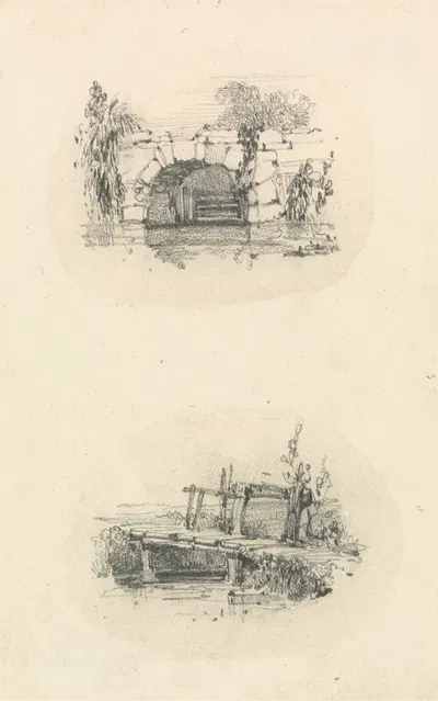 Stone Bridge: Wooden Footbridge by William Callow — digital art print download