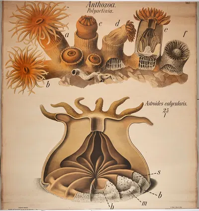 Sea anemones and corals by Paul Pfurtscheller, 1904 — digital art print download