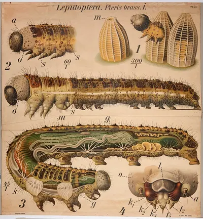 Cabbage butterfly larvae by Paul Pfurtscheller, 1904 — digital art print download